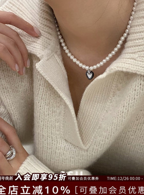 Vita Planet买手店 韩国品牌SSIL正品爱心珍珠项链气质小众锁骨链