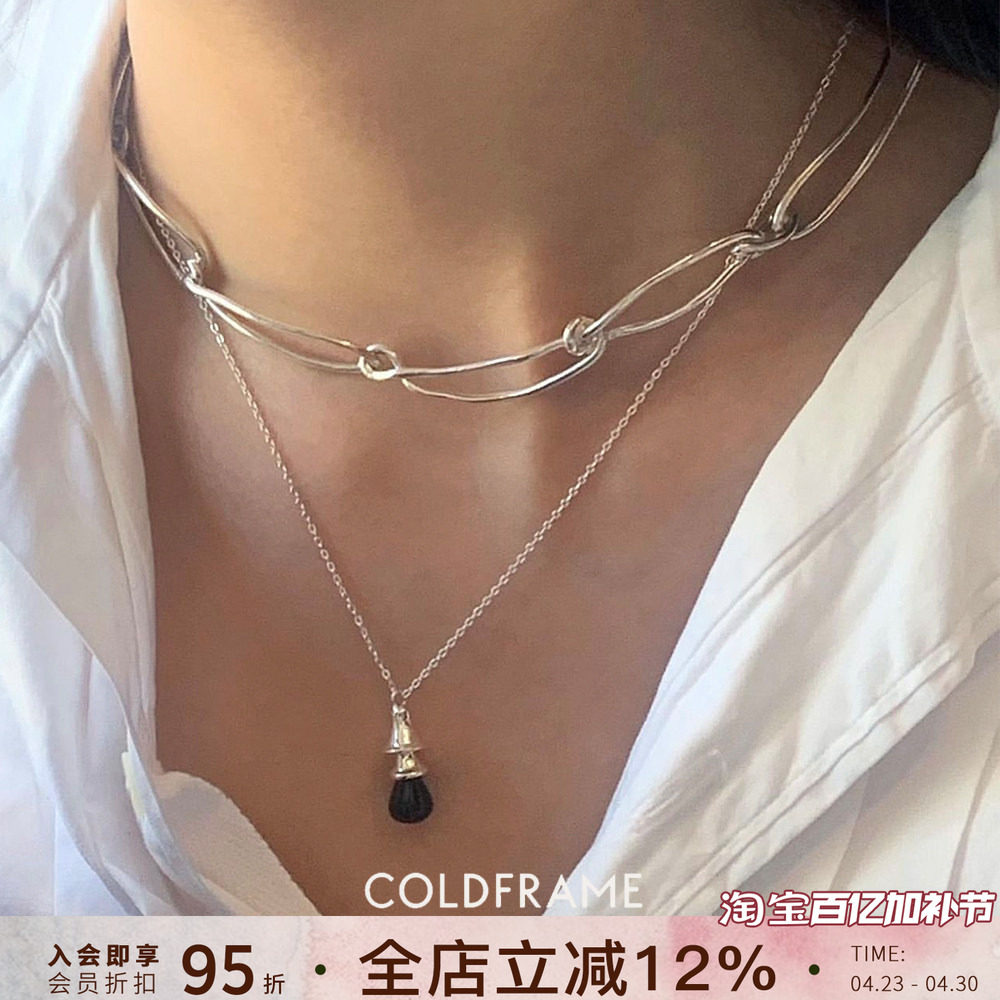 Vita Planet买手店 韩国coldframe正品 黑玛瑙铃铛项链925银吊坠