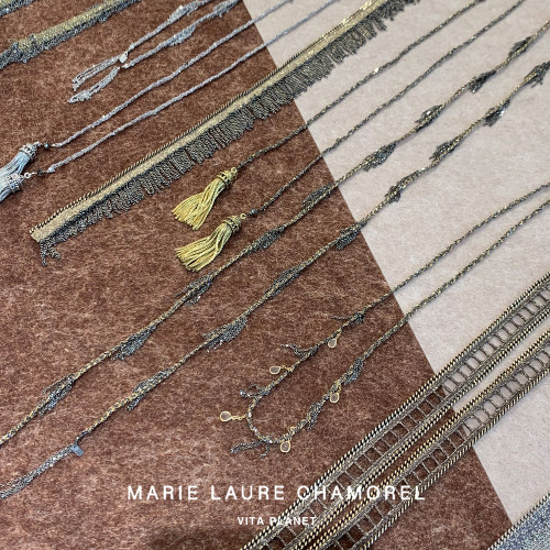 法国Marie Laure Chamorel编织流苏长项链复古法式重工金属锁骨链