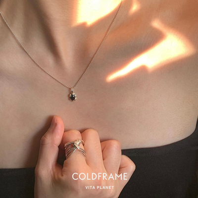 韩国coldframe纯银黑玛瑙项链