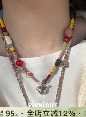 Vita Planet买手店 Picnique多宝满足鸟串珠短项链彩色童趣锁骨链