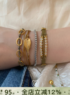 希腊Mary Gaitani 天然石串珠编绳手链多层复古小众手工叠戴手绳