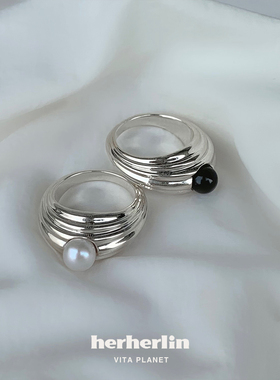 HERHERLIN海波珍珠黑玛瑙戒指