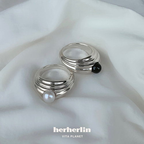 HERHERLIN海波珍珠黑玛瑙戒指