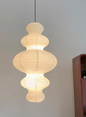 野口勇风格纸灯日式民宿loft楼梯吊灯北欧复式客厅艺术灯罩侘寂风