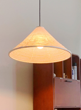 日式侘寂风纸灯丹麦斗笠吊灯罩ins北欧中古餐厅灯客厅vintage民宿