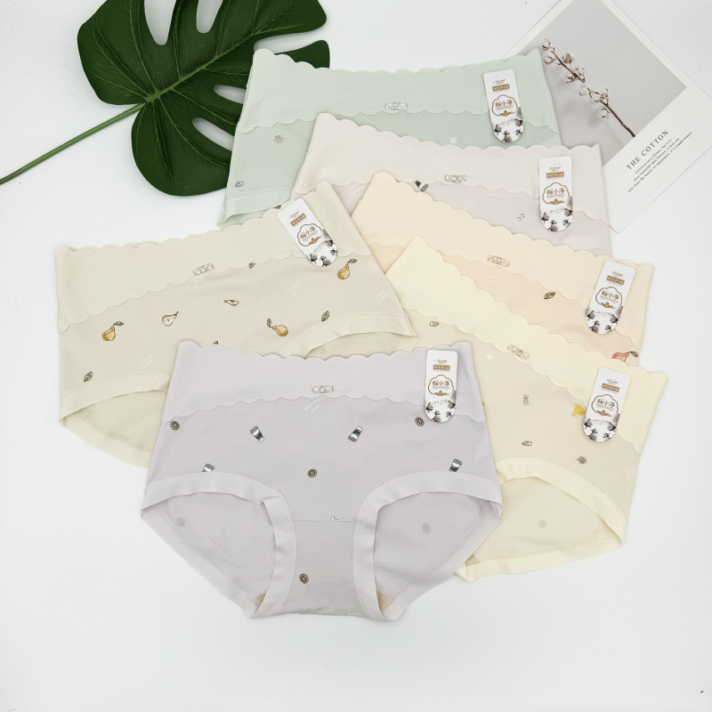 粉岱净小姐女士中腰棉内裤可爱印花纯棉透气抑菌裆少女舒适三角裤