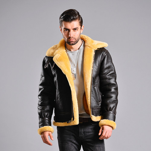 进口cockpit皮毛一体B3飞行皮衣