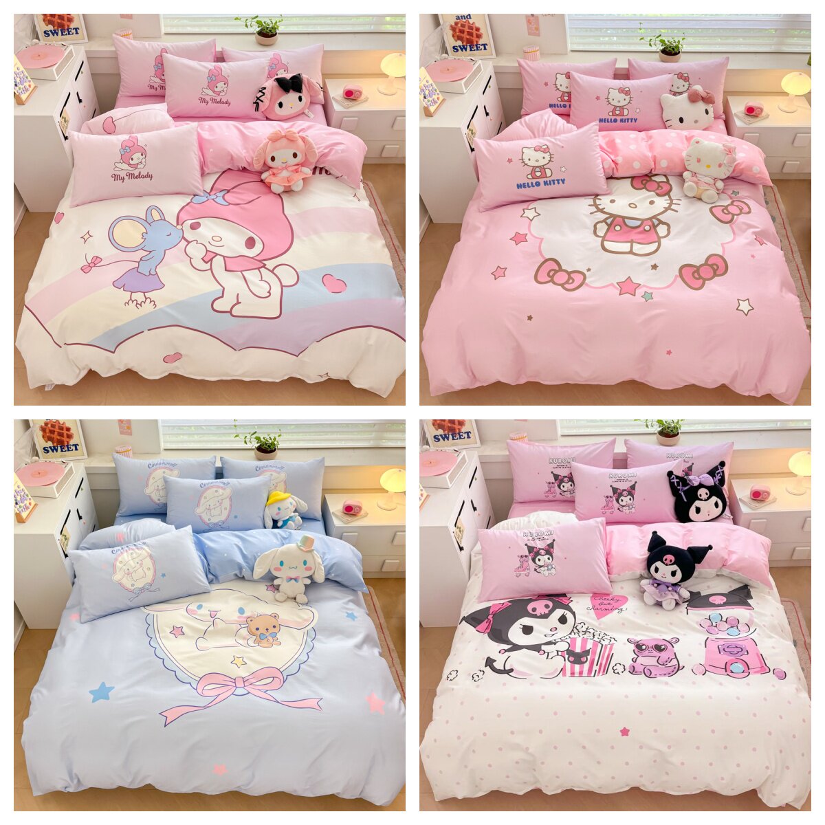 可爱女全棉儿童卡通四件套纯棉女童玉桂狗三件套库洛米被套4件套