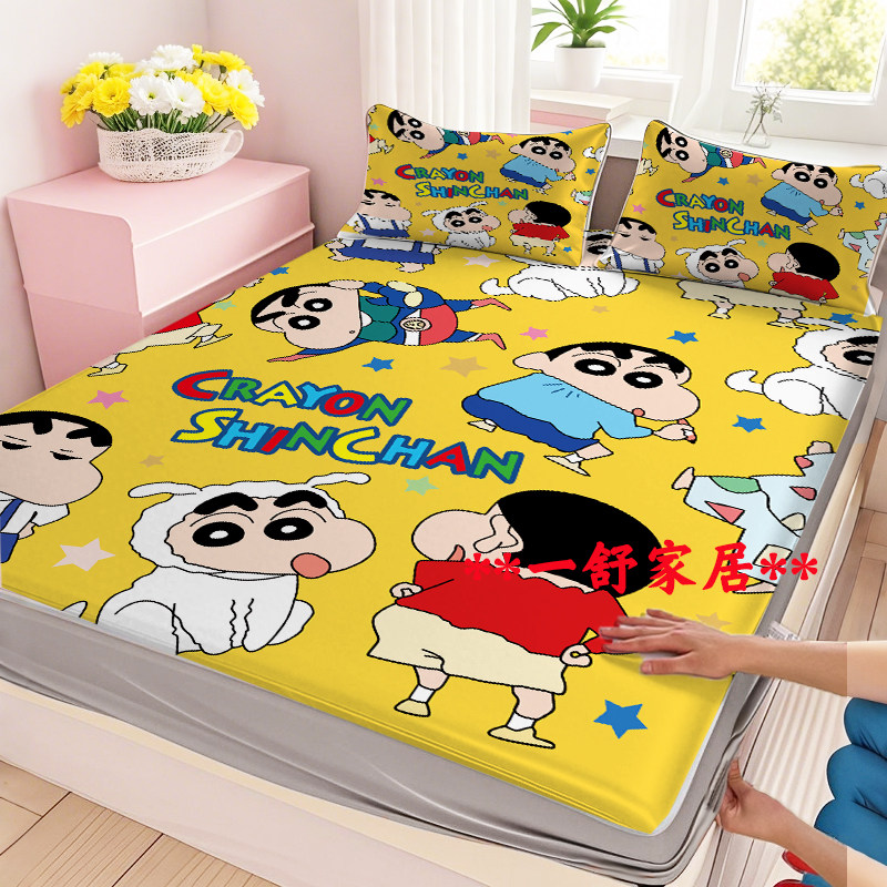 夏季蜡笔小新冰丝席床笠儿童卡通可爱学生宿舍1.5m1.8米2.0m1.2男