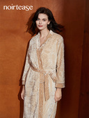 系带浴袍家居服睡衣 晨袍长袖 NT春秋丝绒性感睡袍女士中长款 时尚