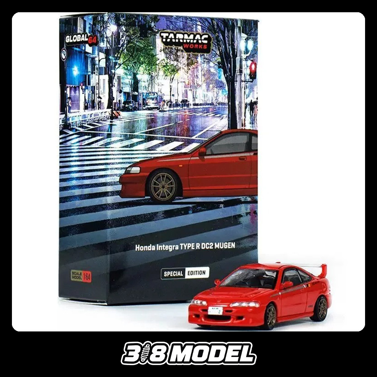 现货 TW 1:64 本田 Integra TYPE-R DC2 MUGEN 红色 合金车模