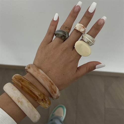 欧美宽手镯女设计感Braclet加宽几何圆环另类手链素圈夸张大手环