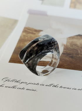 精美亚克力树脂云纹戒指好麦克戒圈尾戒指环男女同款外贸闪亮