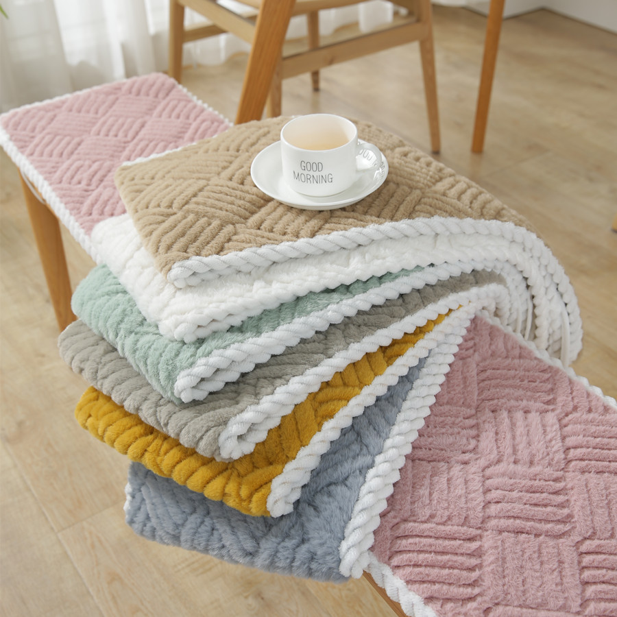 定制长凳垫冬季毛绒长椅座垫餐厅长板凳坐垫食堂长条登垫长椅坐垫