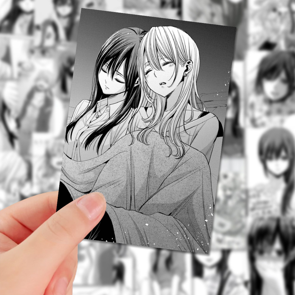 48张citrus黑白卡通动漫手账素材贴画装饰diy手机壳平板贴画防水