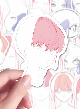 108张头发画法板绘练习贴纸简笔画创意个性美术生贴画手账本ipad