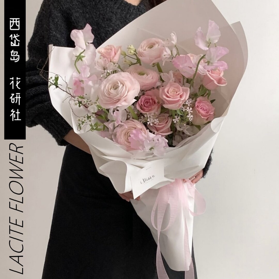 西岱岛 北京同城鲜花速递粉色玫瑰河内洋牡丹混搭生日花束