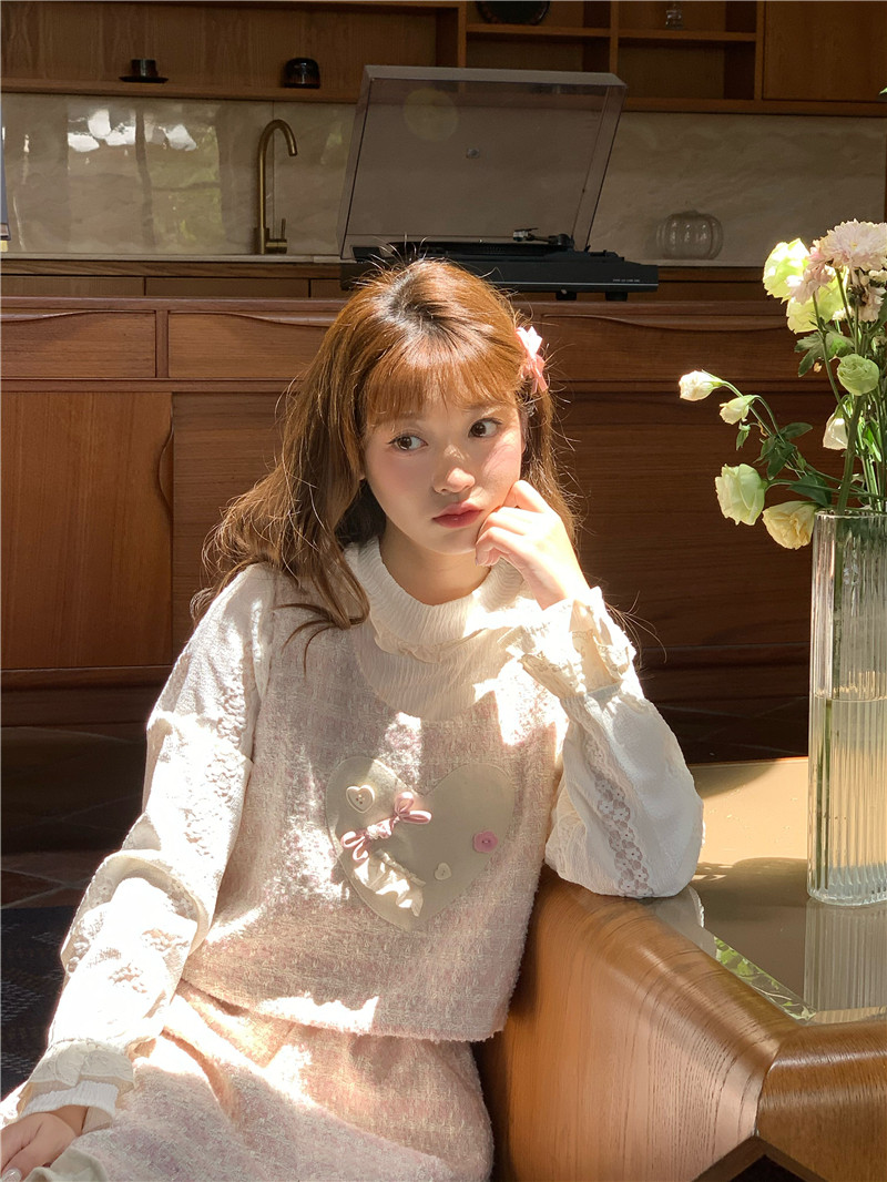 蛋包饭餐厅 粉色立体爱心少女马夹背心秋冬外搭马甲设计感小众,女装/女士精品,马夹,淘宝优惠券,粉丝福利购,淘宝优惠卷