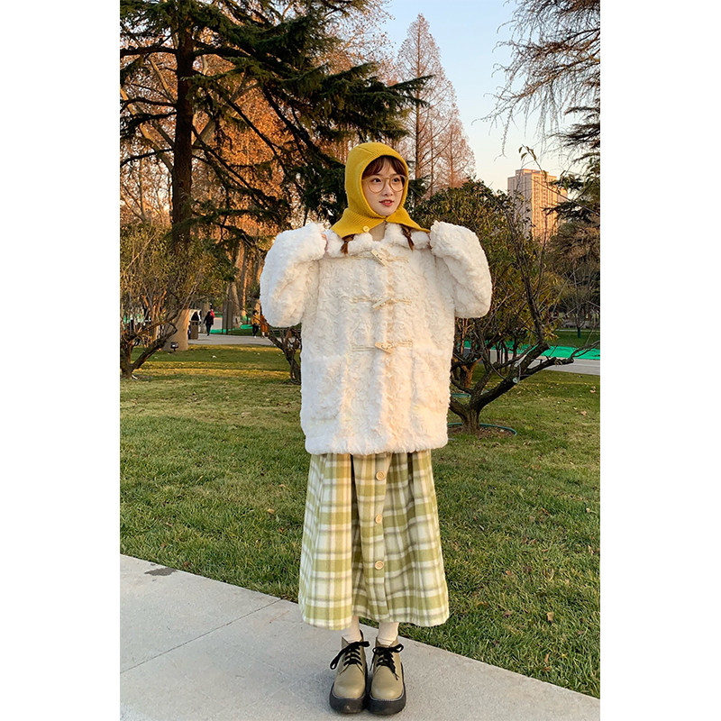 蛋包饭餐厅_绿色格子半身裙女冬季日系甜美宽松休闲a字中长款裙子,女装/女士精品,半身裙,淘宝优惠券,粉丝福利购,淘宝优惠卷