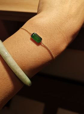 天然缅甸翡翠a货镶嵌老坑手链