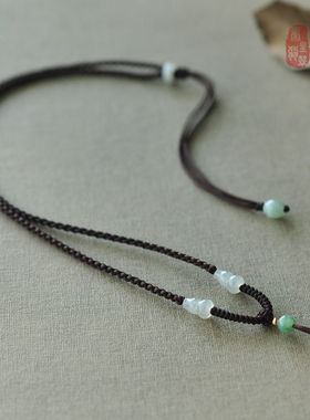 「福禄」2.5mm A货翡翠葫芦 简约 手工编织高档项链挂绳SS120