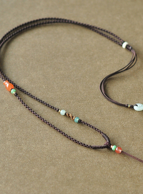 玄天2mm原创手工编织天然A货翡翠毛衣南红高档项链挂绳SS177