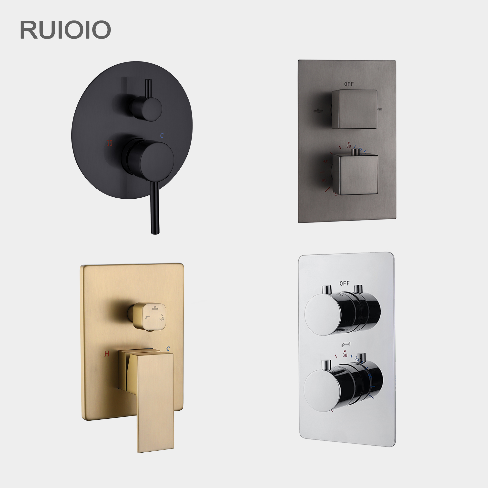 枪灰色全铜暗装入墙式混水阀