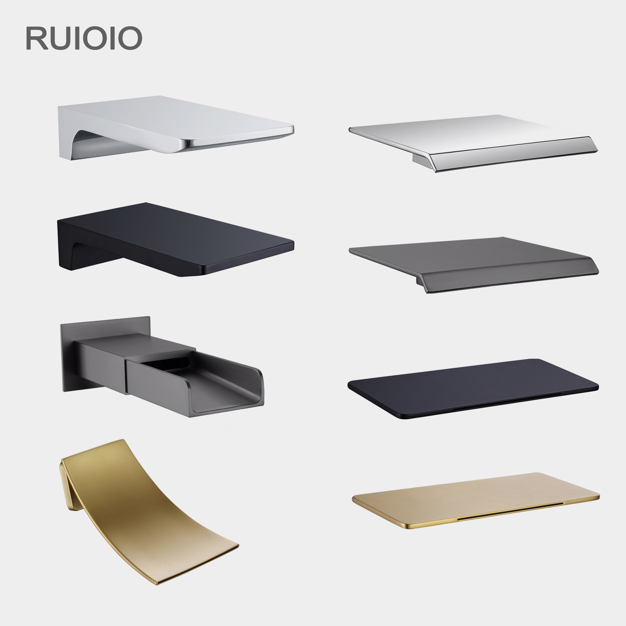 全铜入墙式面盆龙头瀑布出水嘴暗装浴缸龙头淋浴花洒配件下出水咀