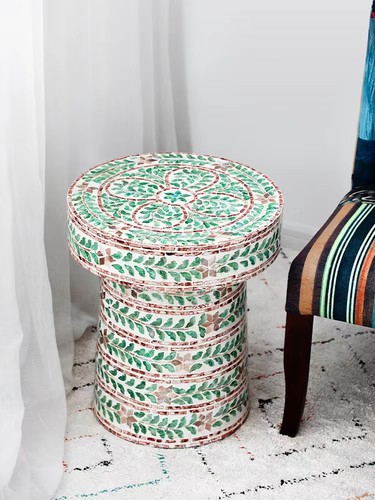 全彩贝青藤曼妙茶几角几客厅家具小茶台小边桌，桌面直径45高52cm