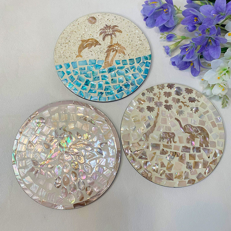 （买一送一）福利推荐贝壳镶嵌隔热垫茶壶水杯垫零食垫直径19cm,餐饮具,杯垫,淘宝优惠券,粉丝福利购,淘宝优惠卷