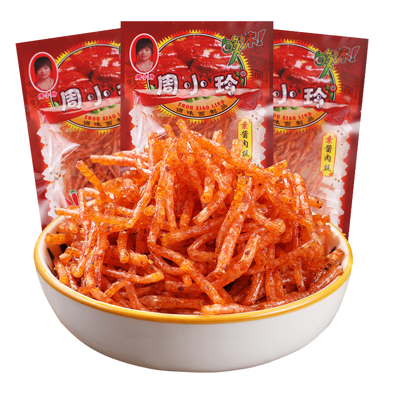 周小玲素酱肉丝辣条小时候儿时怀旧校园五毛钱麻辣小零食辣丝小吃
