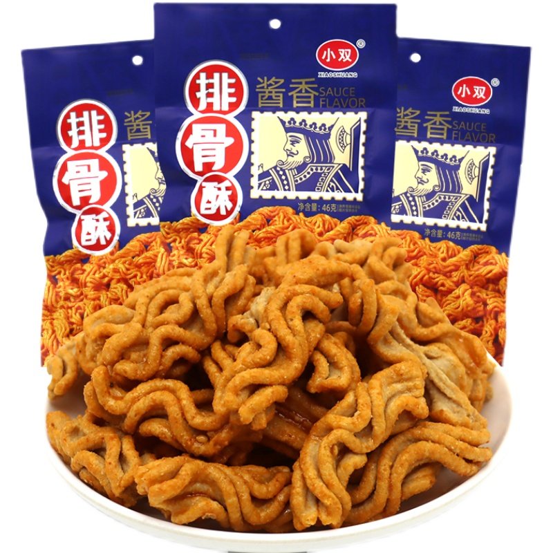 小双酱香排骨酥煎卷沙拉香脆薄片膨化食品休闲零食袋装46g
