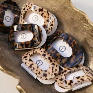 teleties豹纹抓夹高级感大号发量多鲨鱼夹发卡爱心夹贝壳夹