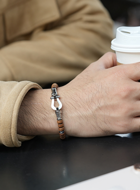 天然老山檀马蹄形磁吸扣手链香木男女礼物高级感氛围感