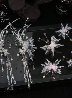 水晶蝴蝶滴胶发夹公主晨袍超仙