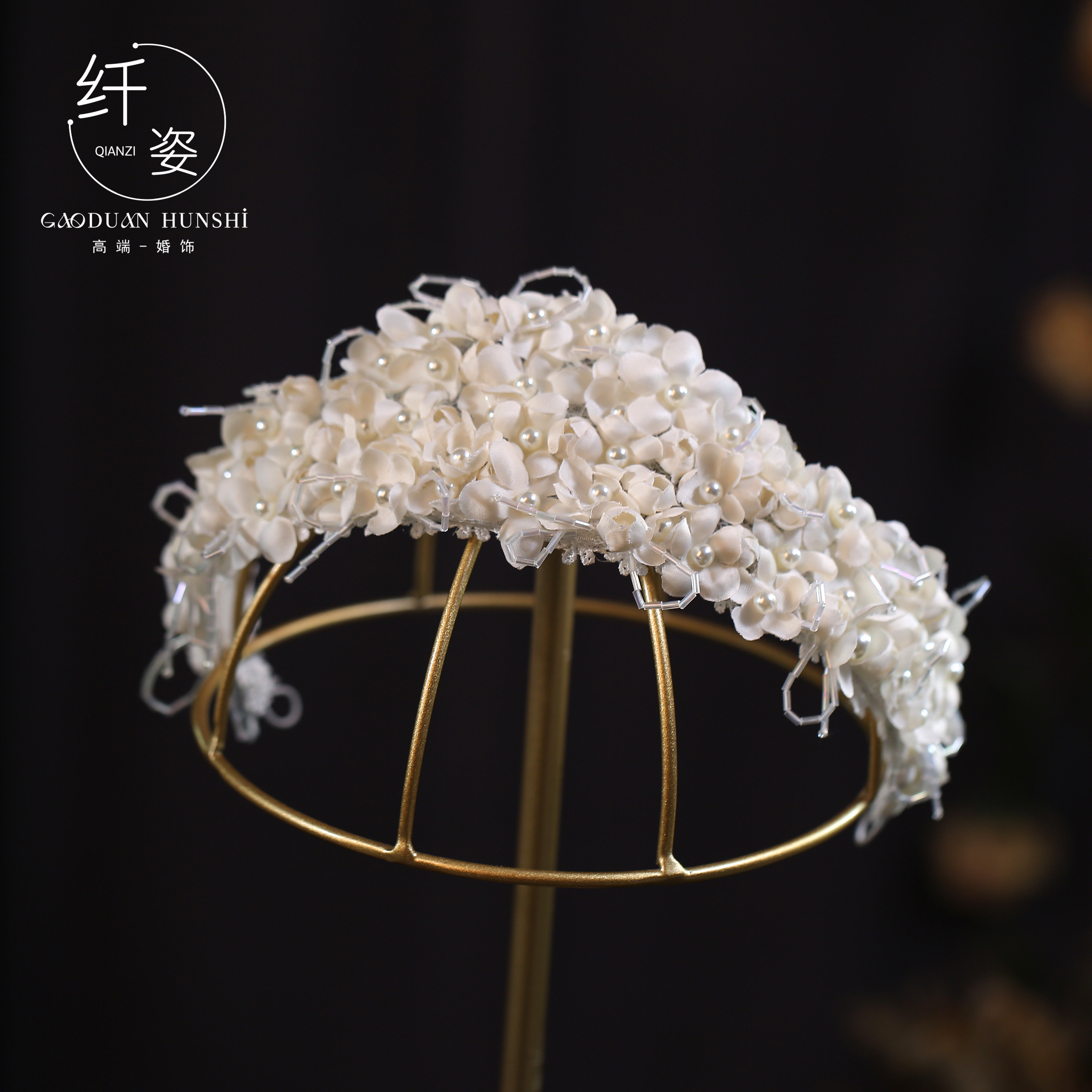 新娘法式花朵头饰白色甜美系减龄发箍公主婚礼礼服超仙婚礼发饰品