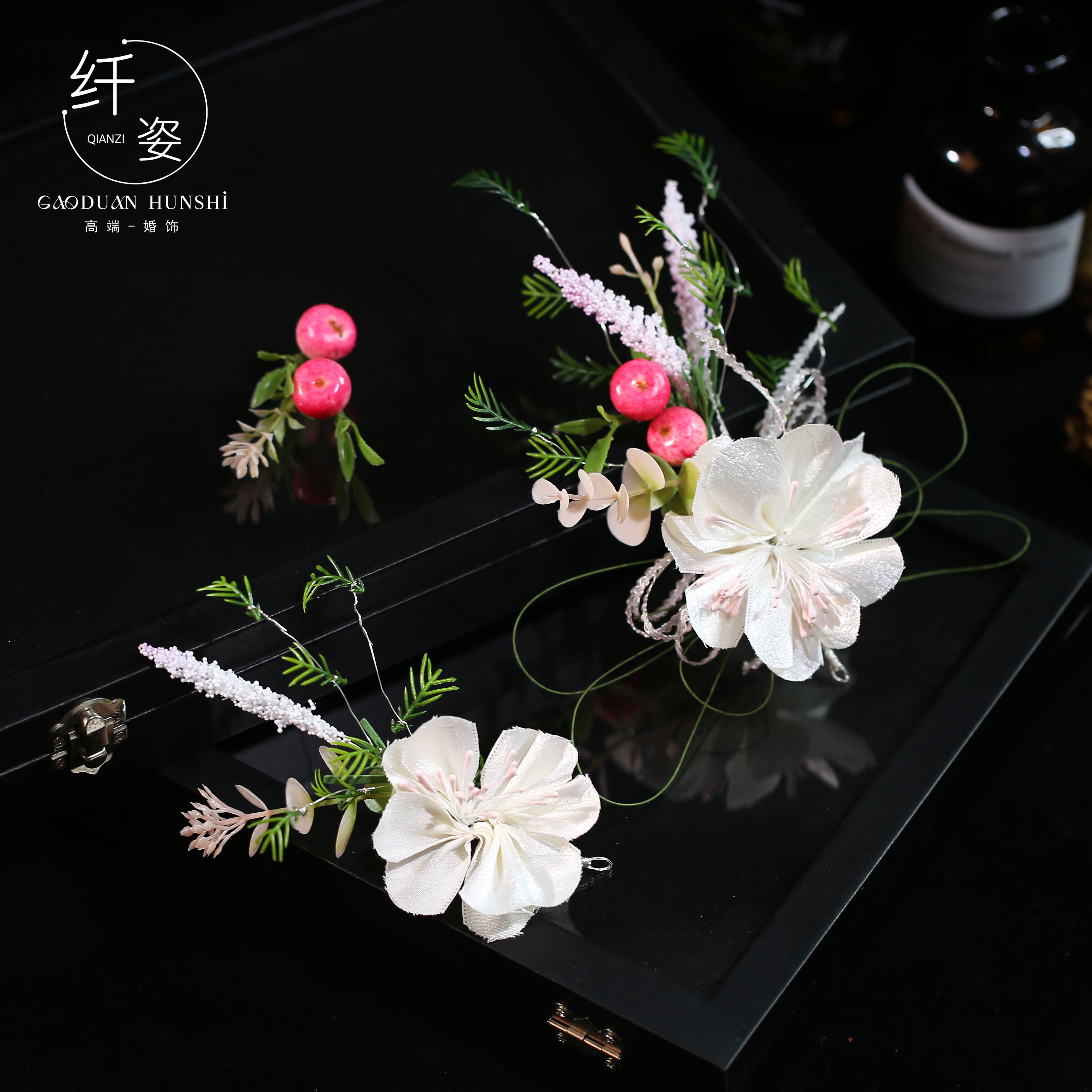 纤姿丽人古风手工仿真花新娘头饰图片