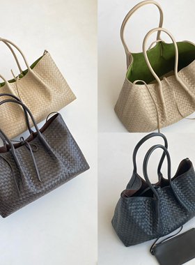 高端进口编织 Pinacoteca托特包 双面慵懒风麂皮内里tote腋下包女