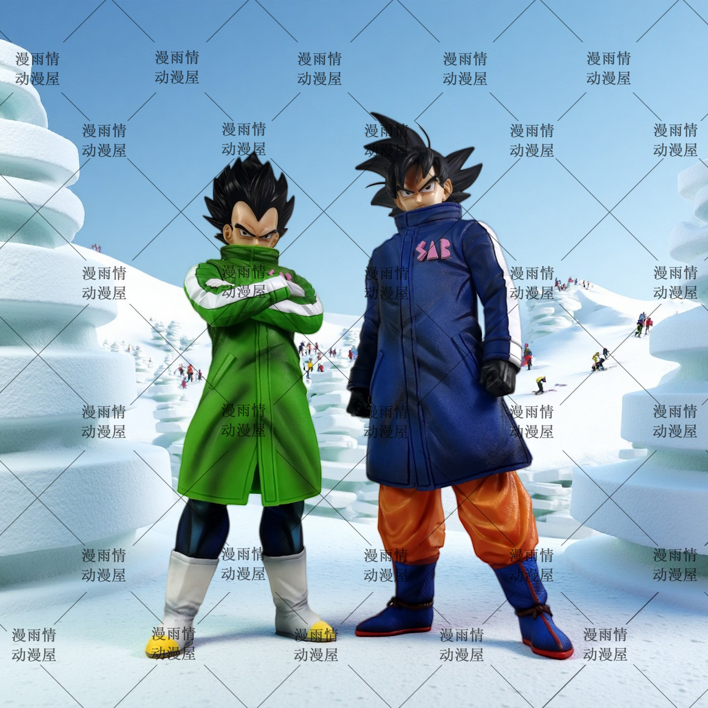 七龙珠动漫周边超级赛亚人雪地服贝吉塔防寒服孙悟空手办摆件雕像