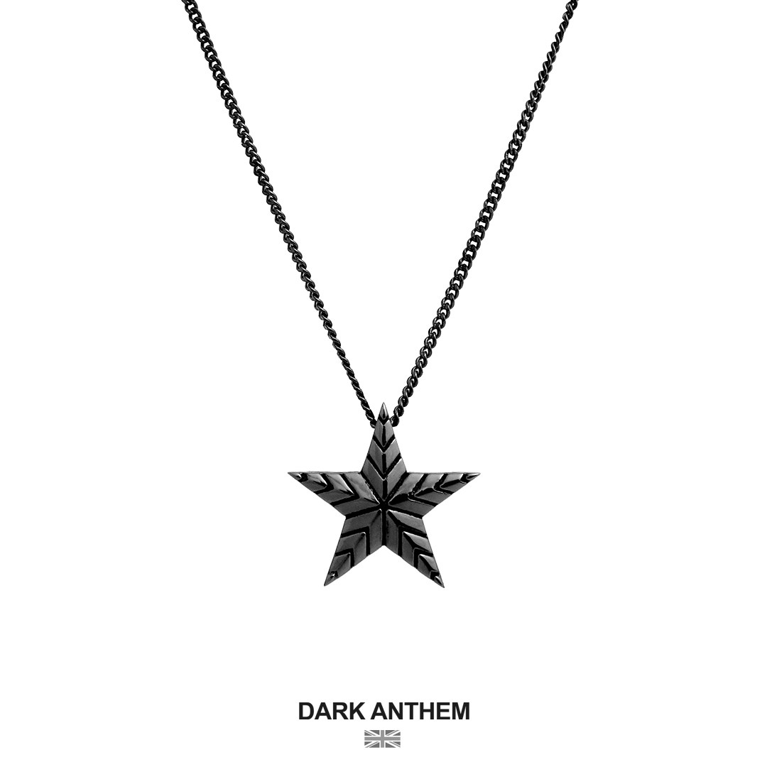 CYNDI WANG의 동일한 스타일 DARK ANTHEM 악센트 다섯개 별|별 블랙 골드  목걸이 실버 남성 및 여성의 심플한 스타일