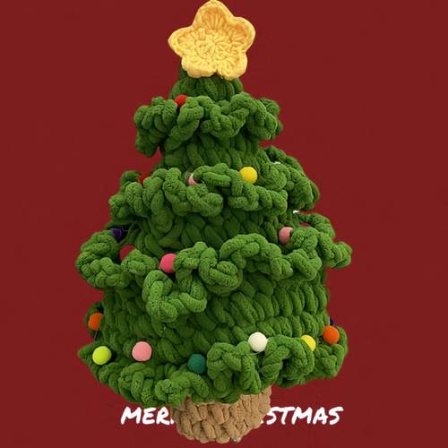 毛线编织圣诞树节日氛围装饰