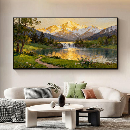 白鹿艺术纯手绘油画聚宝盆风景画