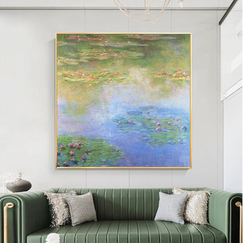 白鹿艺术纯手绘油画莫奈睡莲挂画