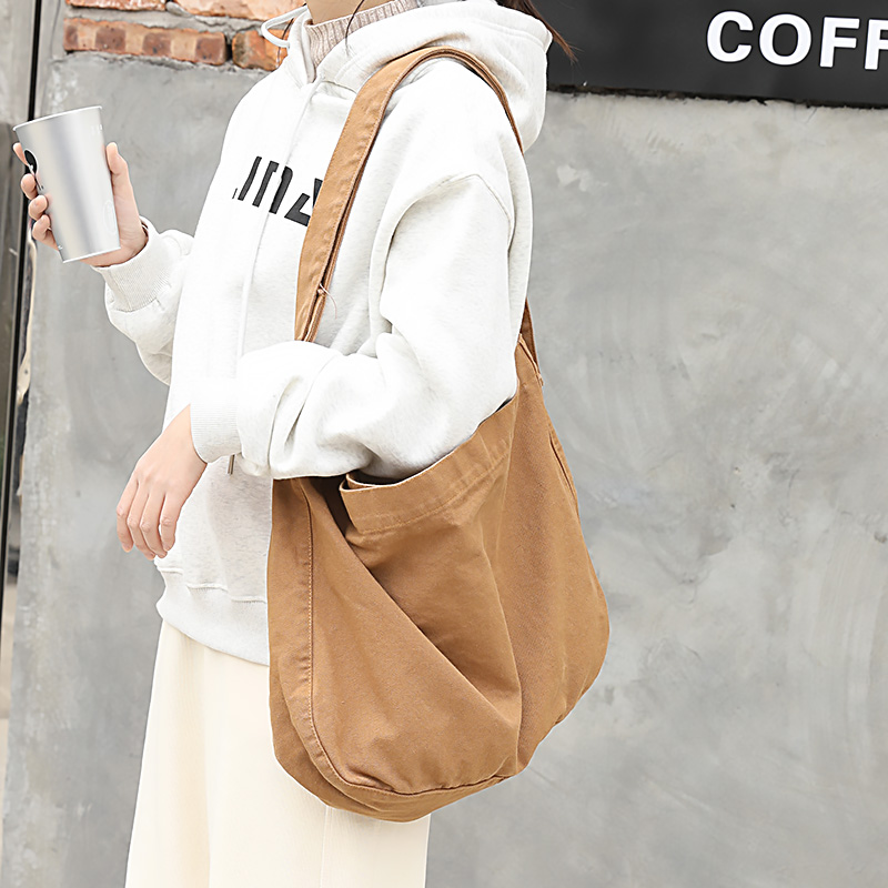 韩系新款厚实帆布托特包大学生