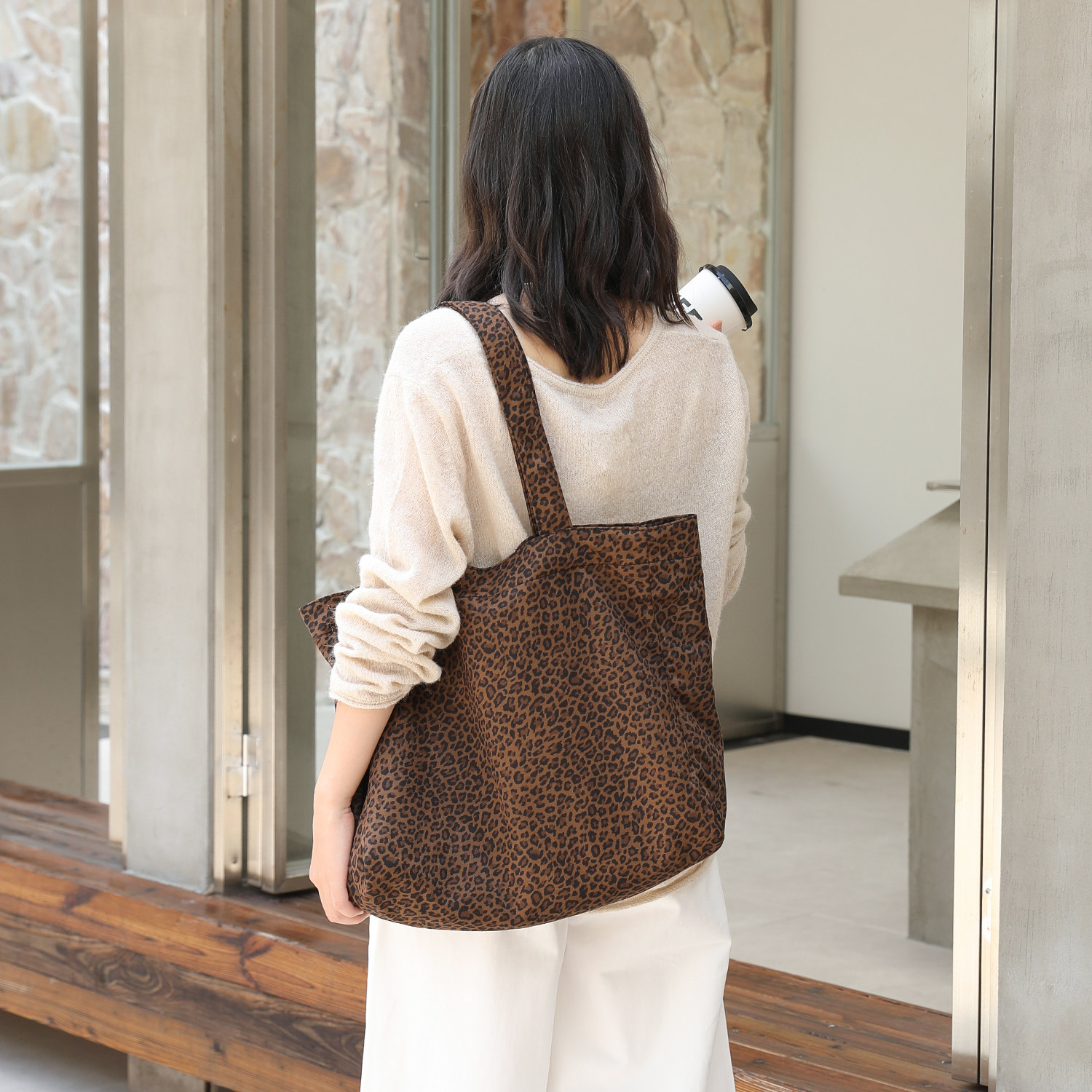 慵懒风大容量帆布托特包女豹纹绒布单肩腋下包韩版学生上课购物袋,箱包皮具/热销女包/男包,托特包,淘宝优惠券,粉丝福利购,淘宝优惠卷