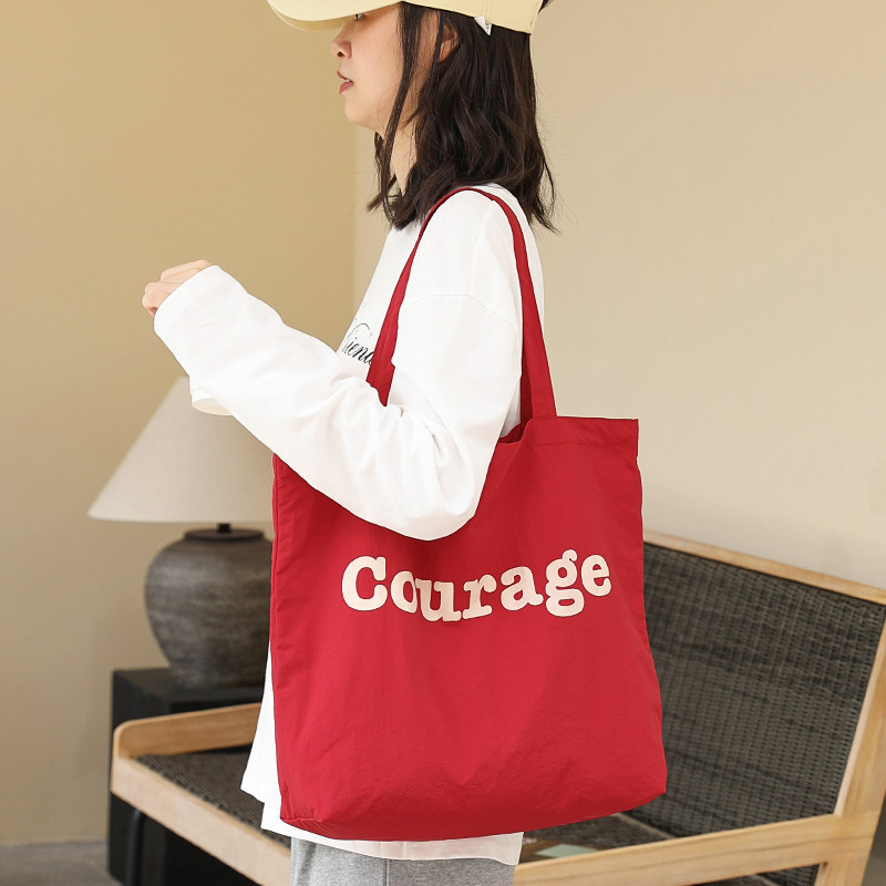 日系小清新字母托特包女质感尼龙布单肩大包简约轻便手提水桶包潮,箱包皮具/热销女包/男包,托特包,淘宝优惠券,粉丝福利购,淘宝优惠卷