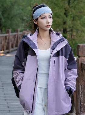 探路者冲锋衣男女 秋冬季户外防风保暖套抓绒两件套TAWWCM90794