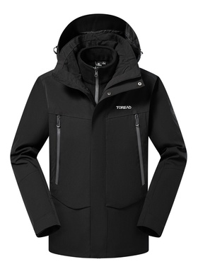 探路者冲锋衣男 秋冬户外三合一登山防风防水两件套TAWWCM90708