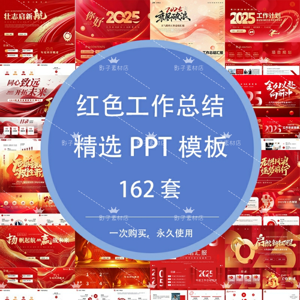 2025蛇年红色简约商务高级感年终工作总结汇报新年计划PPT模板